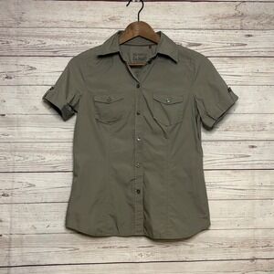 Esprit Womens Olive Green Utility Button Down Short Sleeve Cotton Shirt DC1301 8